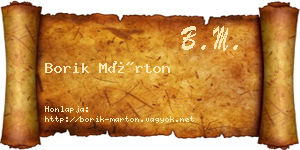 Borik Márton névjegykártya